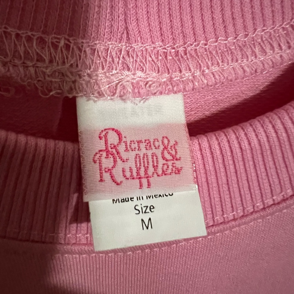 RICRAC & RUFFLES Classic Ho Ho Ho Embroidered Crewneck Pink Blue Green Wms Sz M - Picture 3 of 5
